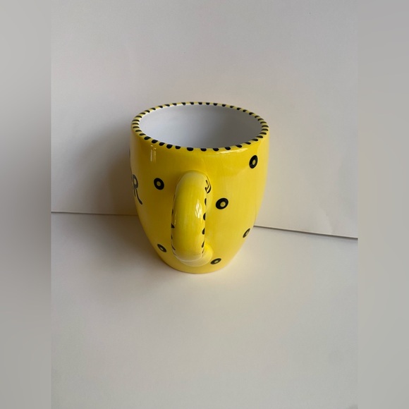 Lorrie Veasey "Better Half" Coffee Mug. Yellow with black dots. So cute! - Picture 3 of 5